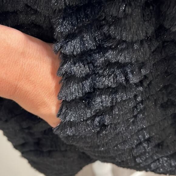 BETSEY JOHNSON Faux Fur Black Vest leopard cheetah print lining POCKETS medium - Picture 6 of 10